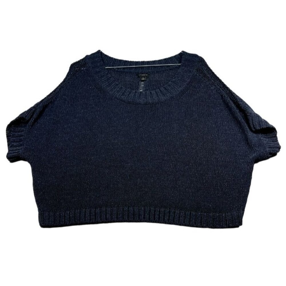 Ann Taylor Sweater Womens size Small Oversized Blue Open Knit Short Sleeve